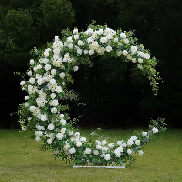 Dana: Green Leave With Rose Artical Flower Moon Arch Wedding Party Backdrop