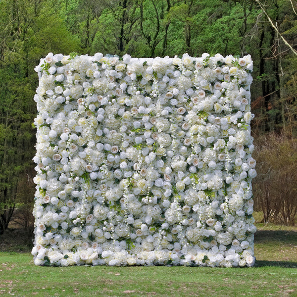 Juno:White Rose  Artificial Flower wall Orange Wedding Backdrop
